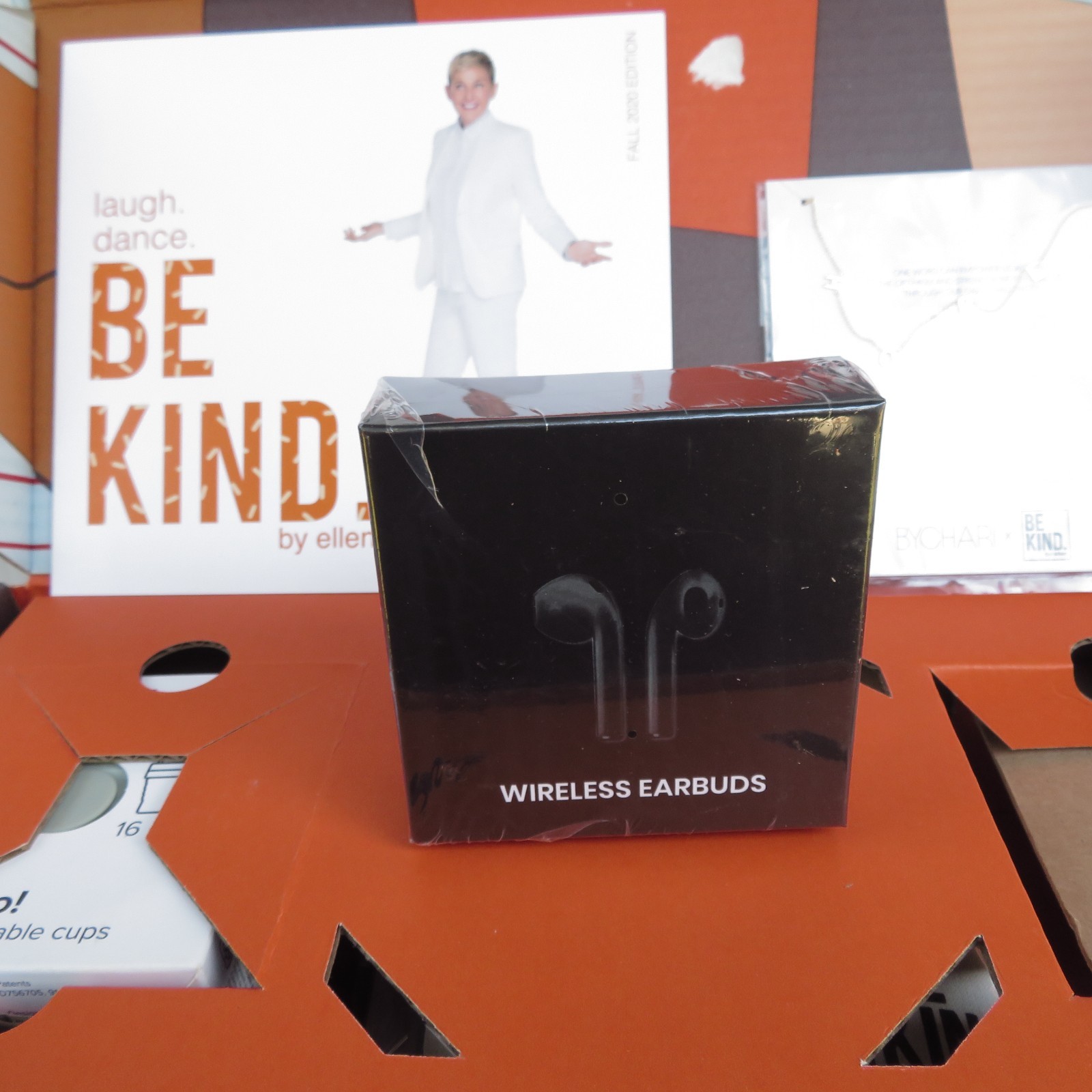 Ellen DeGeneres Fall 2020 Be Kind Box including wireless earbuds