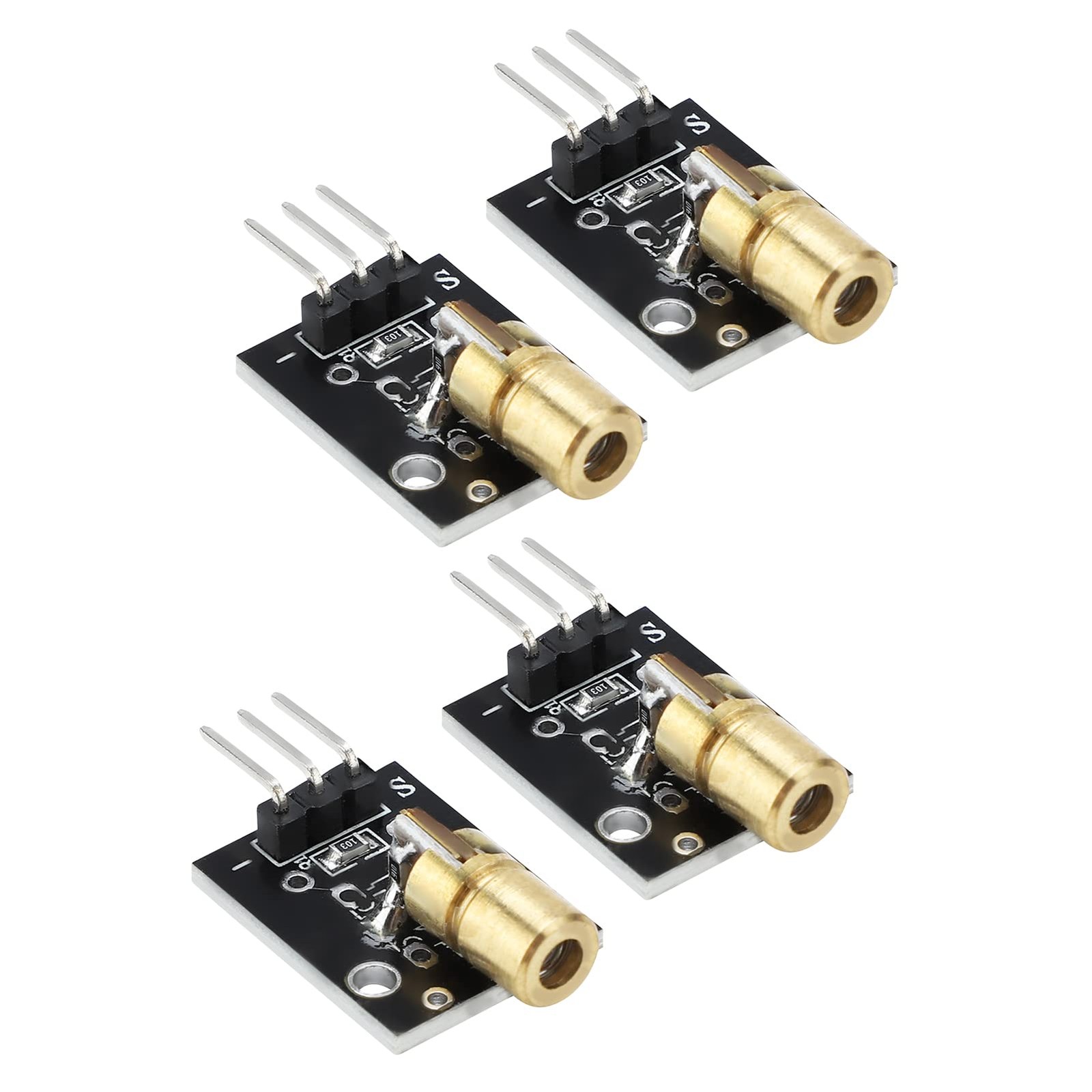 4 Pcs 3 Pin 650nm Red Transmitter Module Dot Diode Copper Head Sensor Module ...