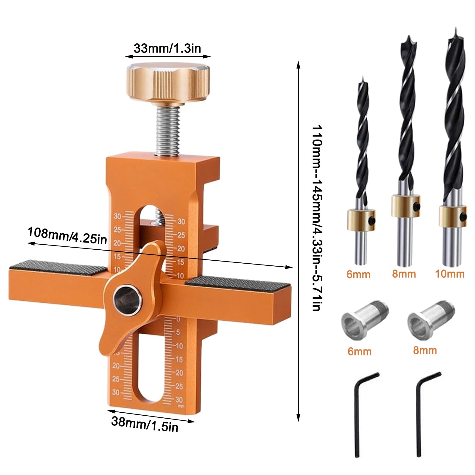 Cabinet Door Installation Jig 2in1 Mounting Tool 3 Drill Bits Orange