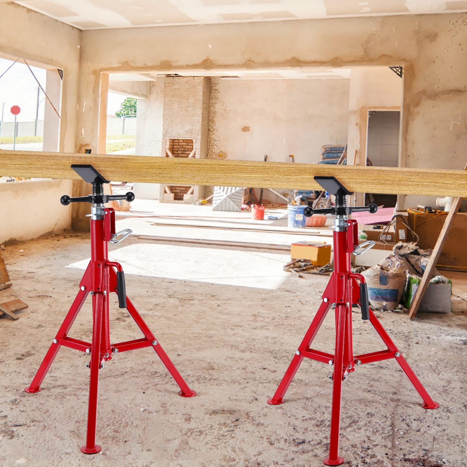 ✨V-Head Pipe Stand 28"-52" Height Pipe Jack Stand 2500Lb Capacity Heavy-Duty