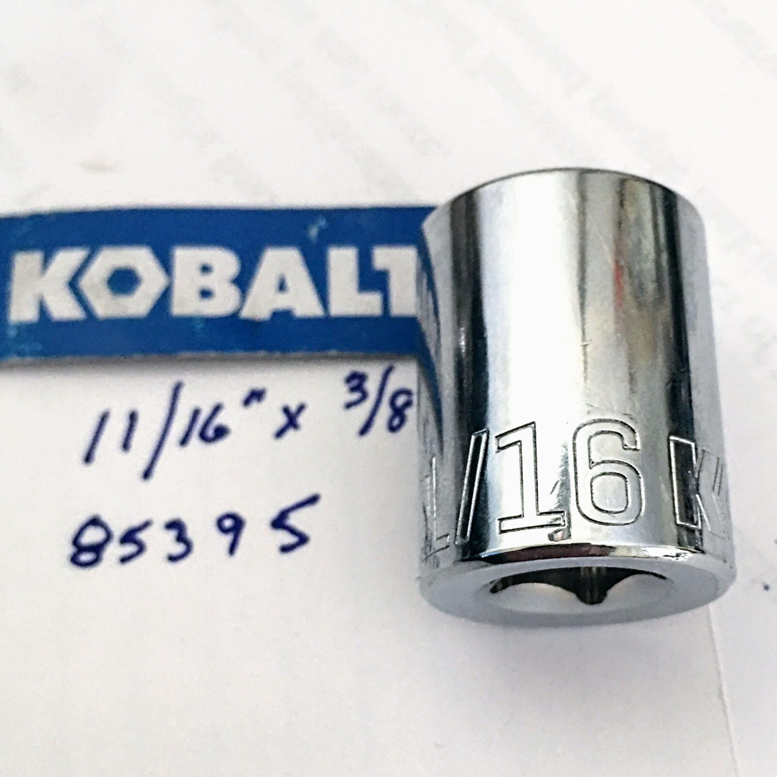KOBALT  11/16" x 3/8" Dr Standard Shallow Socket 6 Pt  # 85395 Free USA Shipping
