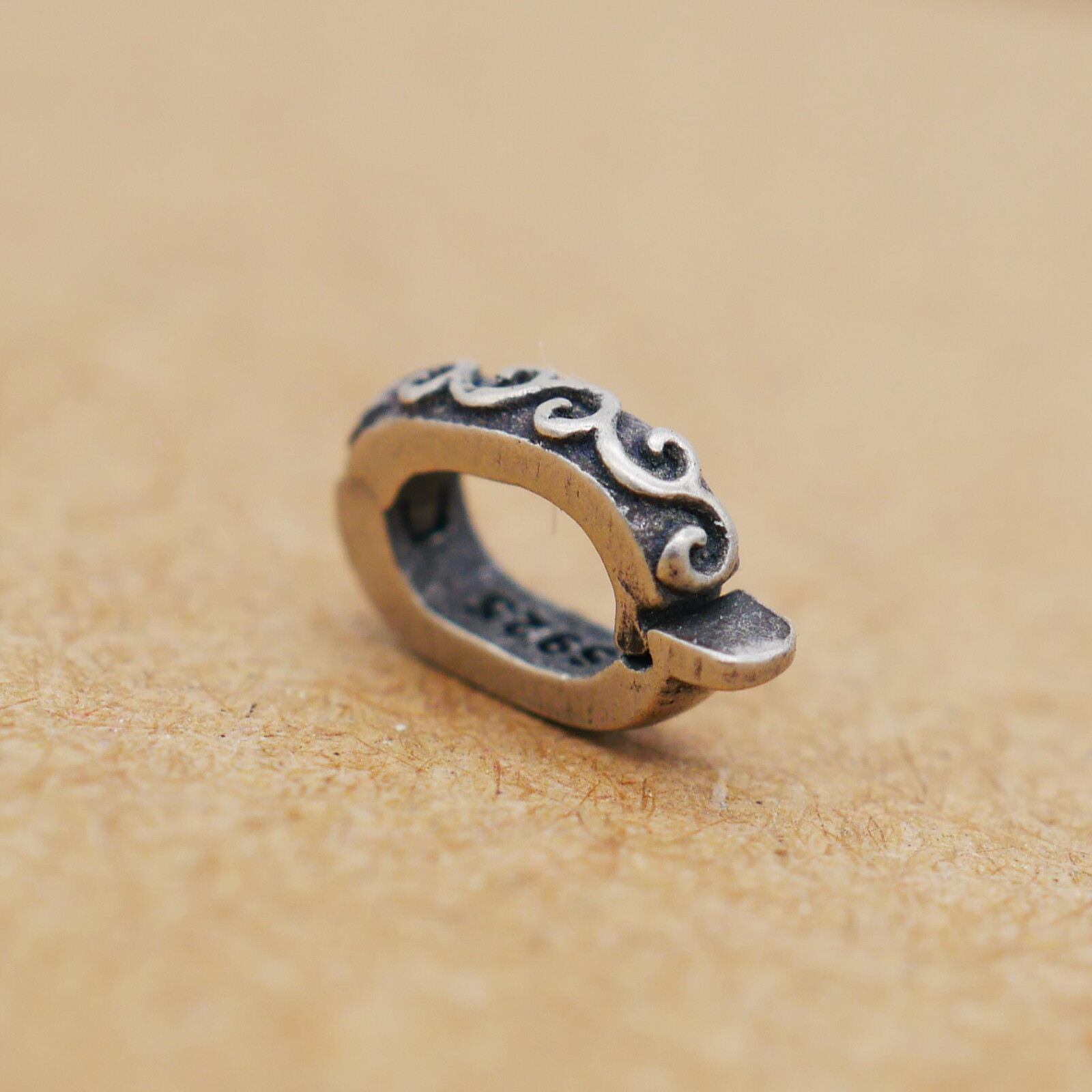 TINY Sterling Silver 925 Link Lock Oval Jump Ring Charm Pendant Connector A5159