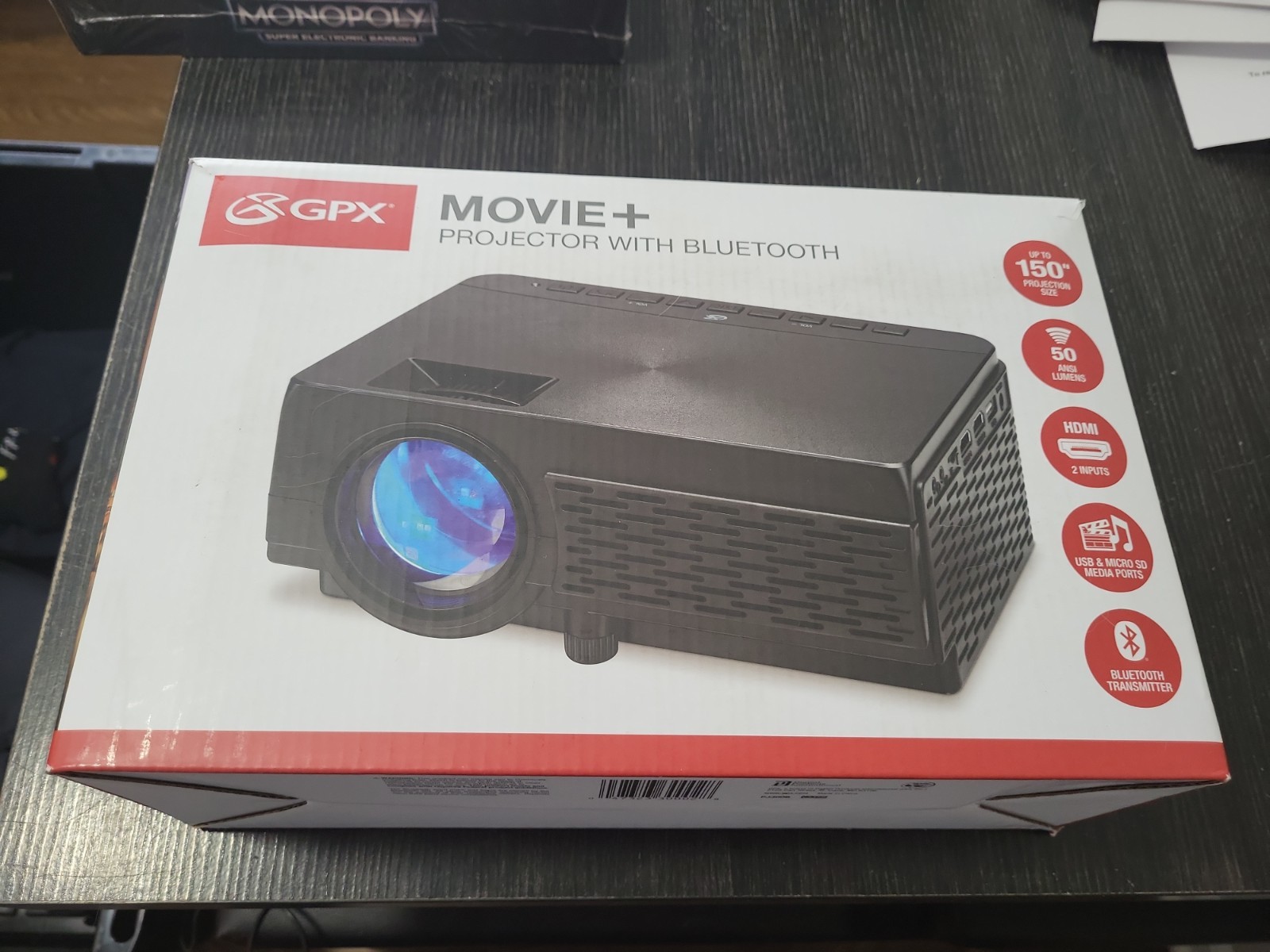 GPX 800 x 480 Mini Projector with 2500 Lumens, Bluetooth with 120 in. Projection
