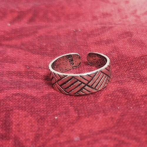 Sterling Silver Toe Ring 925 Adjustable Crosshatch Design- New Vintage