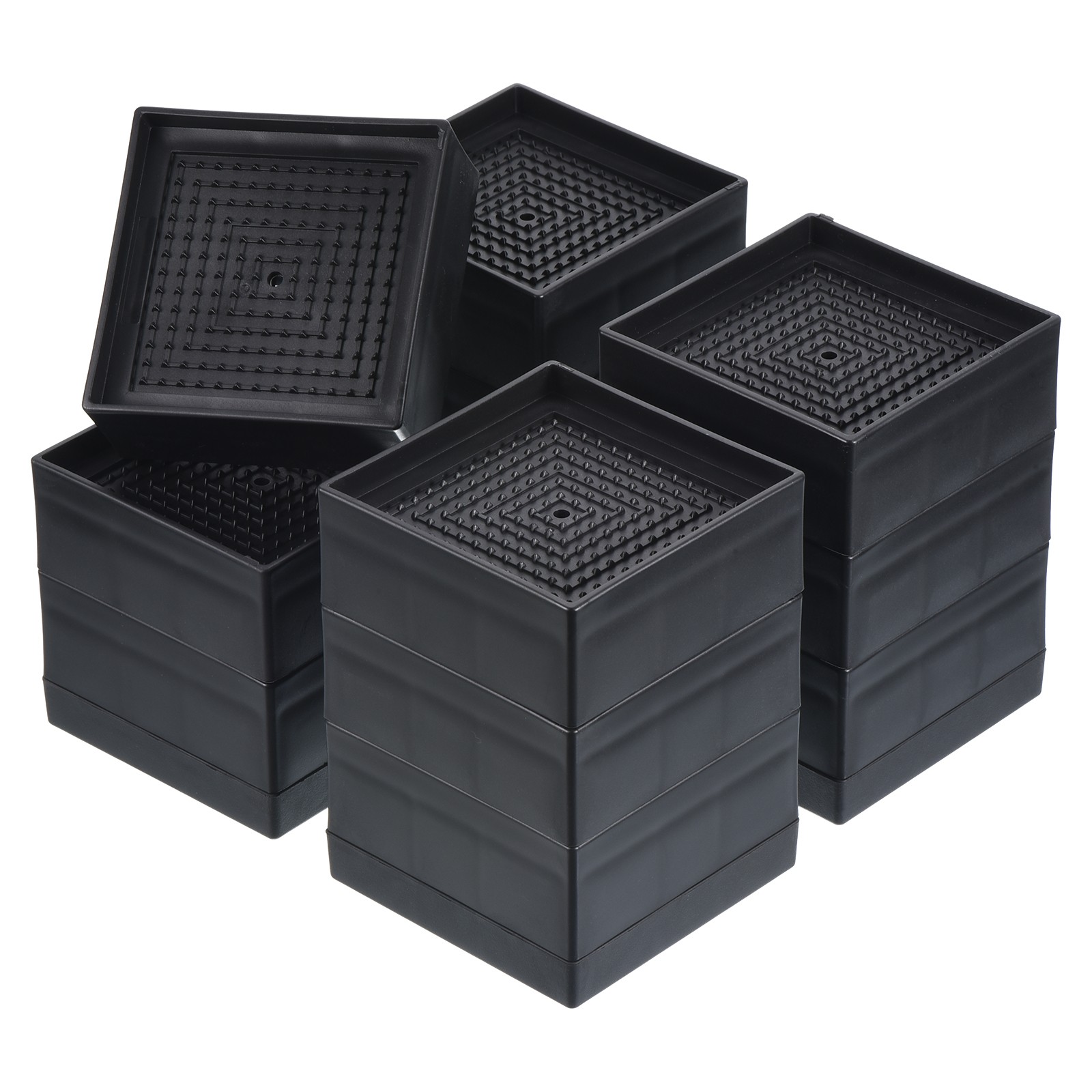 4Pcs Bed Risers 4.3" Furniture Risers Adjustable Couch Riser for Desk Black
