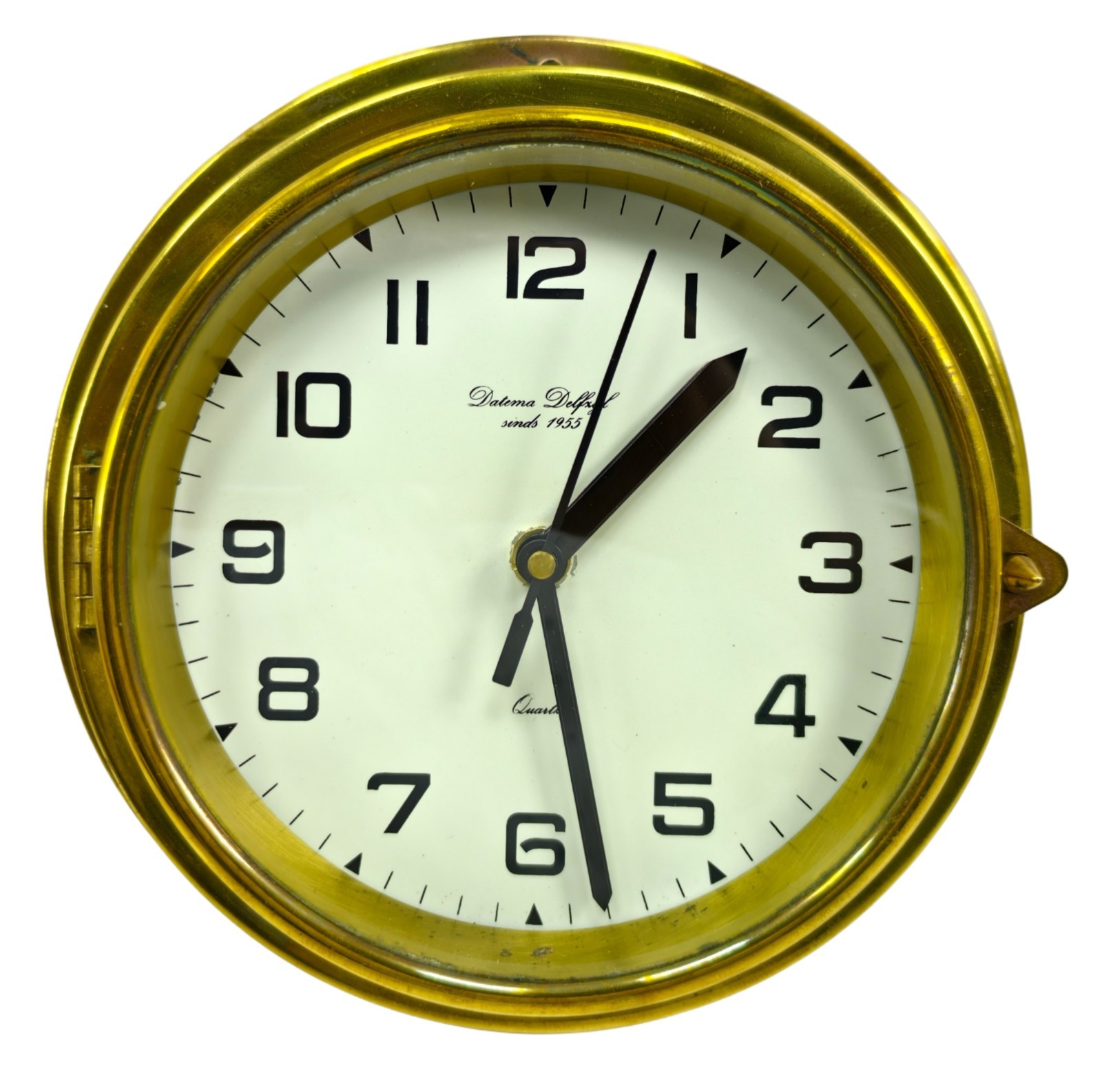 Clock Datema Delfxijl Brass Battery Operat Watch Wall Maritime Antique Gift Ship