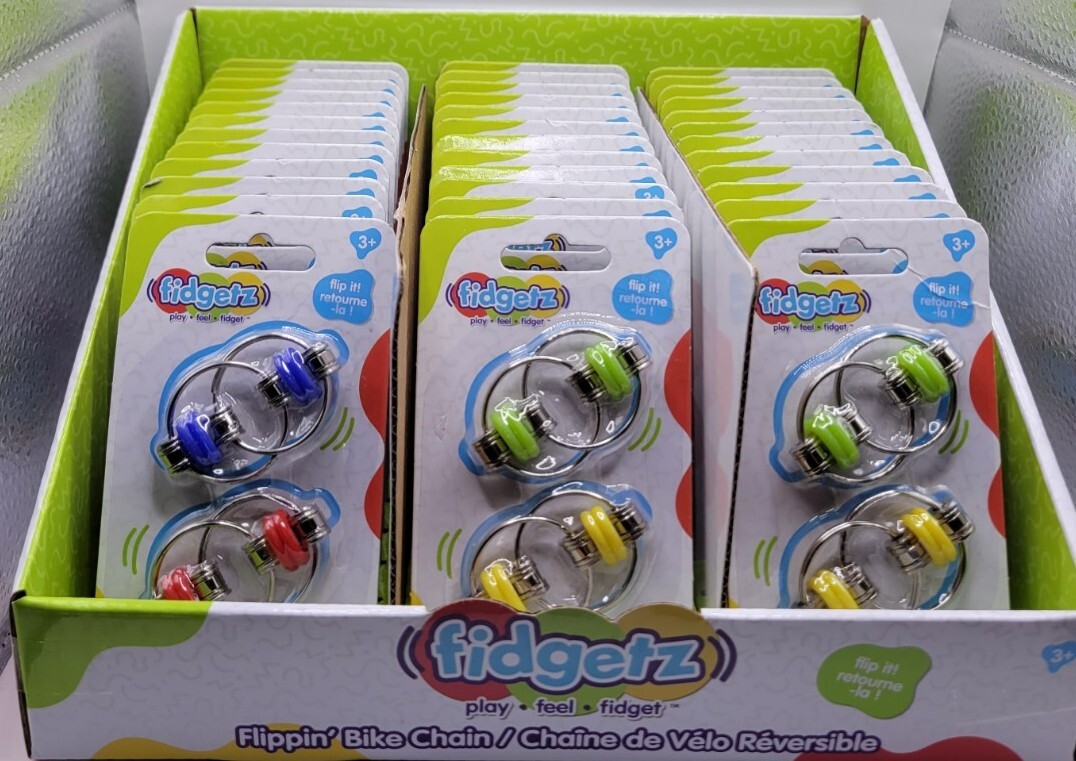 Full Case of 36 QTY w/PDQ Just Play Fidgetz Flippin' Bike Chain Sensory Toy
