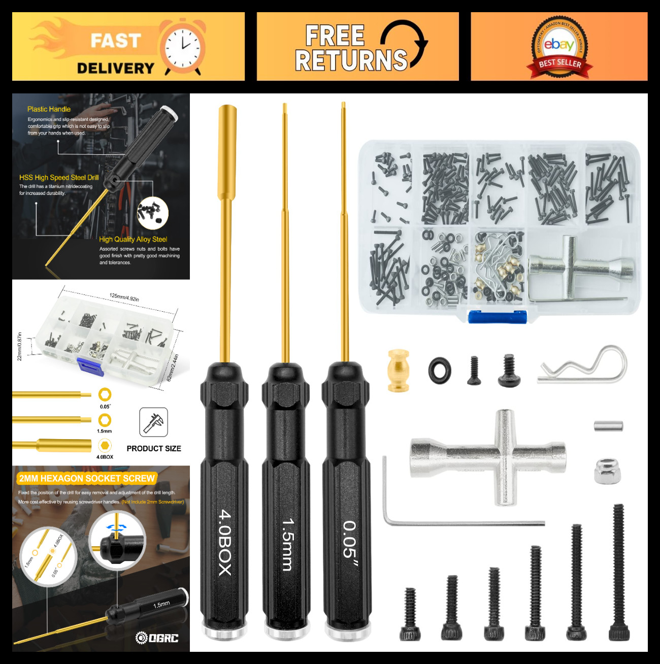 SCX24 Screw Set Tool Kit - 1/24 Repair Tools with Hex Screwdrivers & Nut Drivers