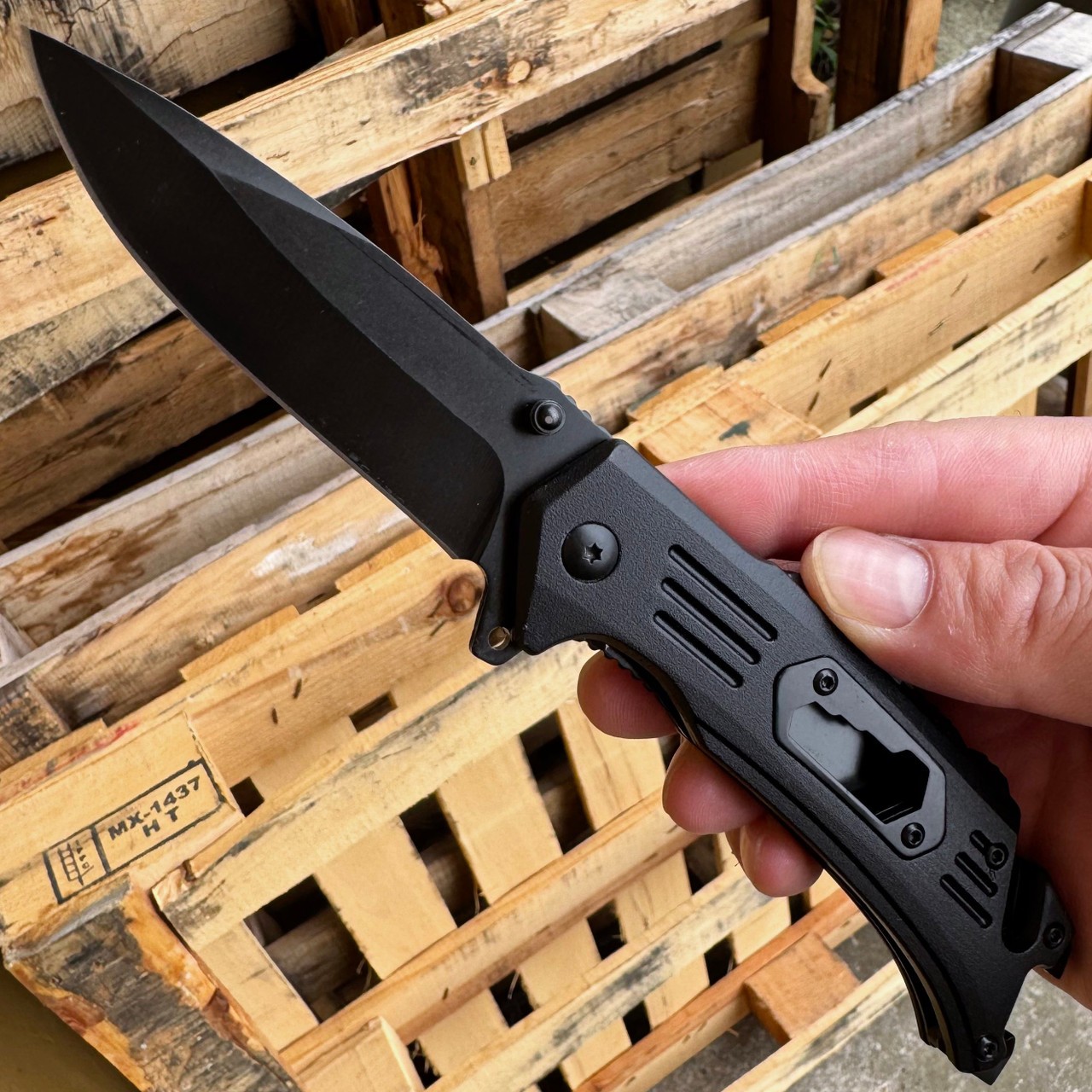 8" Outdoor Black Tactical Spring OPEN Assisted Folding Pocket Rescue Knife
