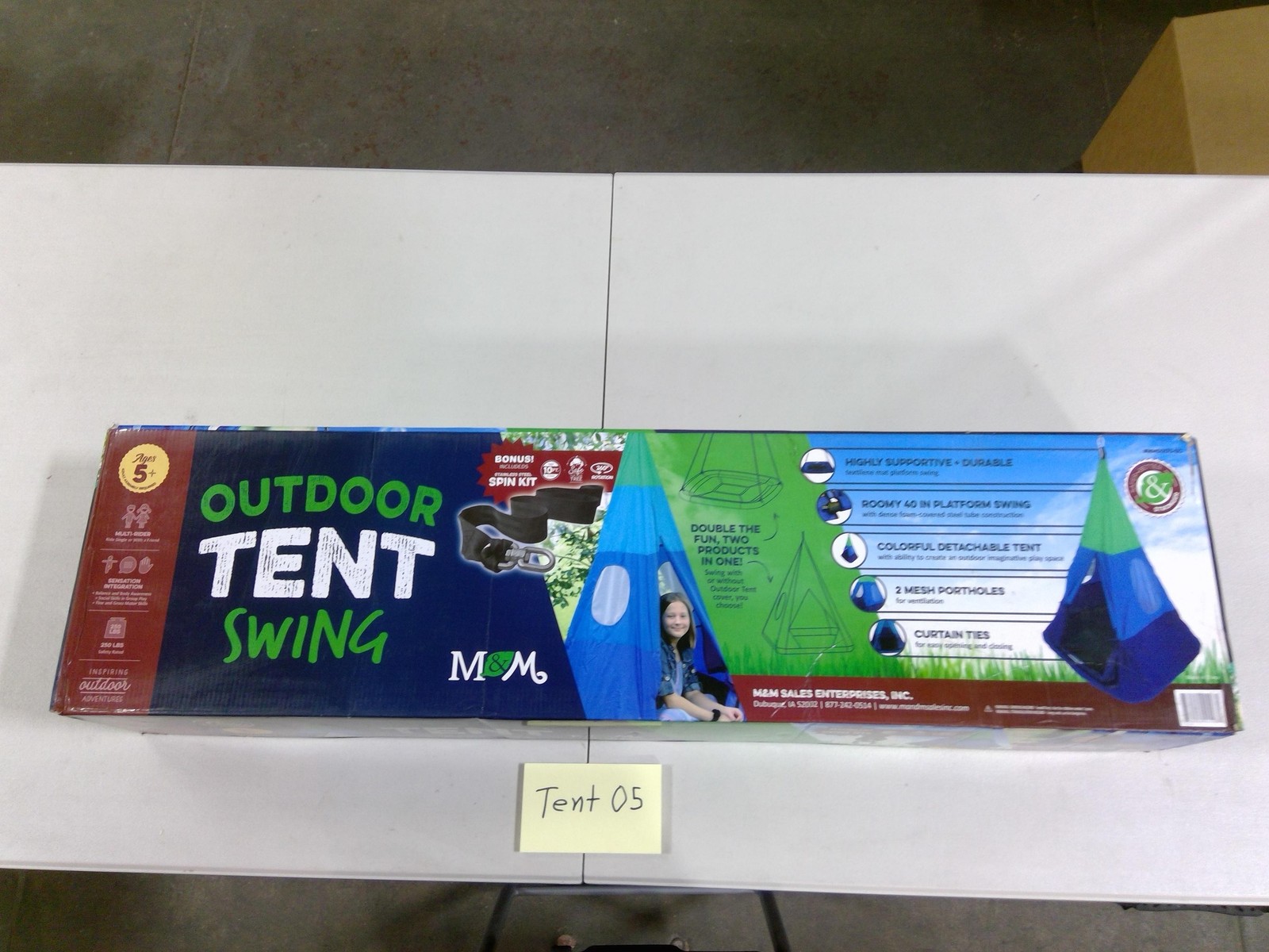 M&M Outdoor Tent Swing Kids 5+ 40in Platform Swing Toy Detachable Tent Blue New