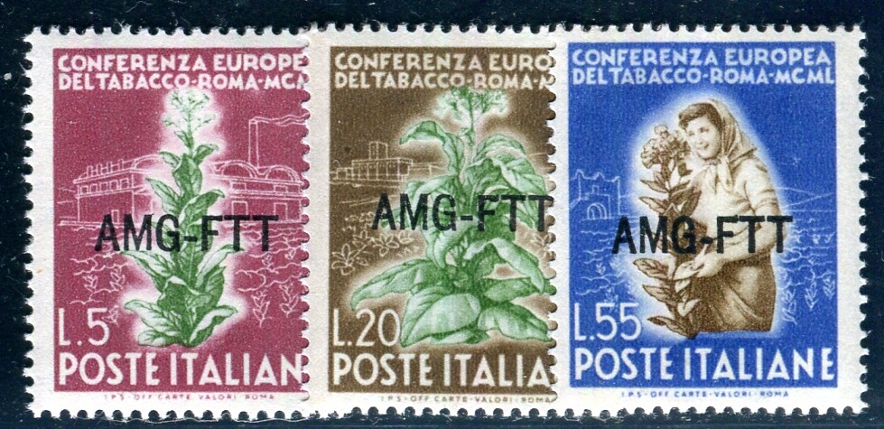 TRIESTE A 1950 115-117 ** MINT IN PERFECT CONDITION SET TOBACCO CONFERENCE (F...