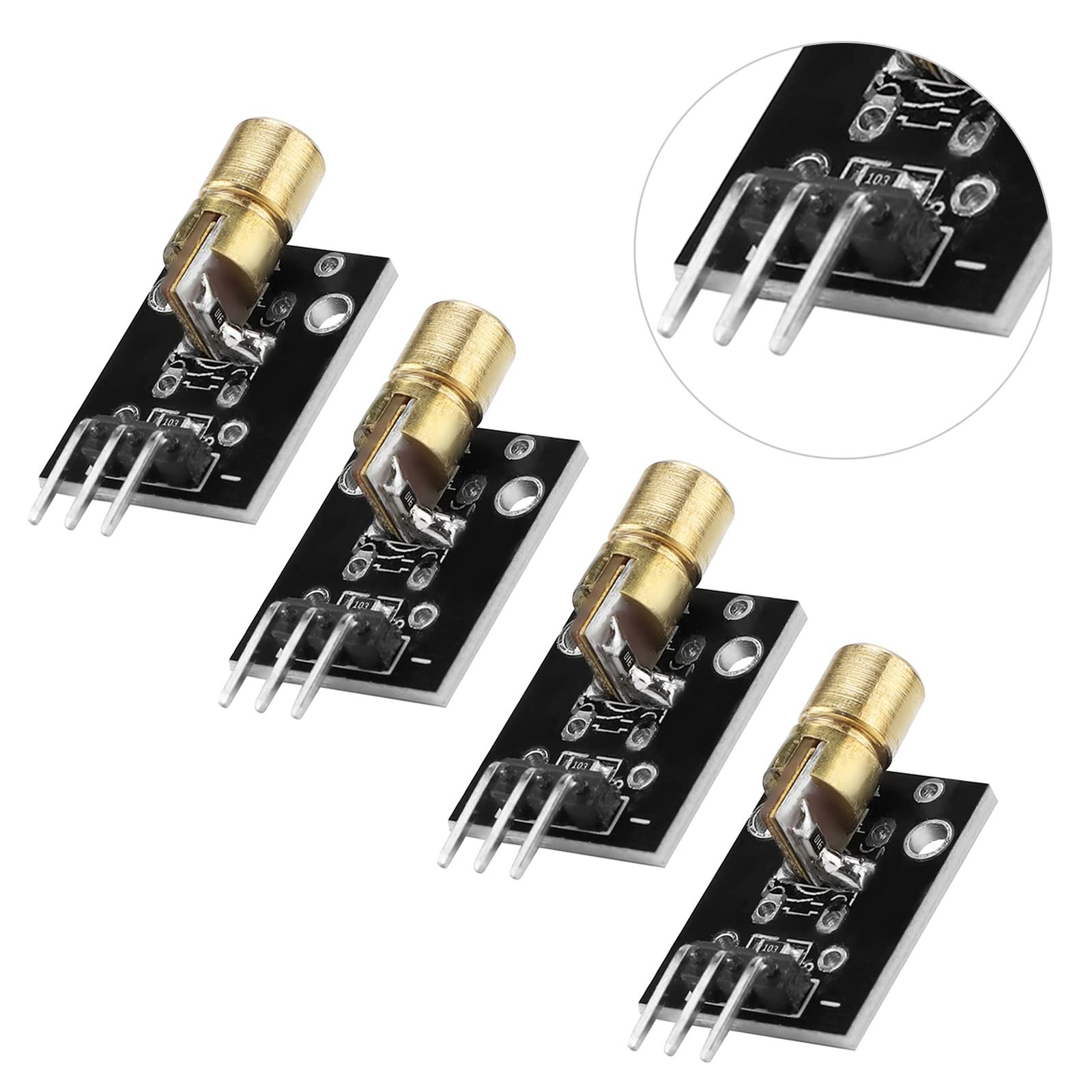 4 Pcs 3 Pin 650nm Red Transmitter Module Dot Diode Copper Head Sensor Module ...
