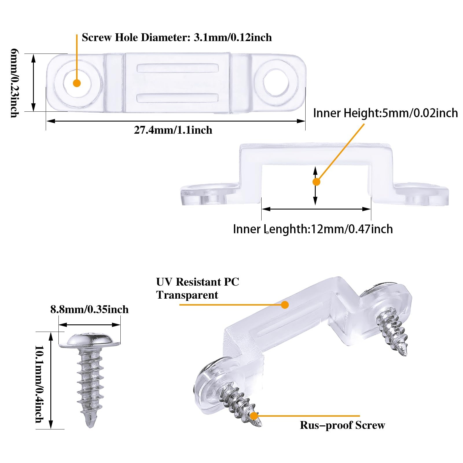 300 Pcs LED Light Strip Clips Clear Strip Light Mounting Brackets LED Holder ...