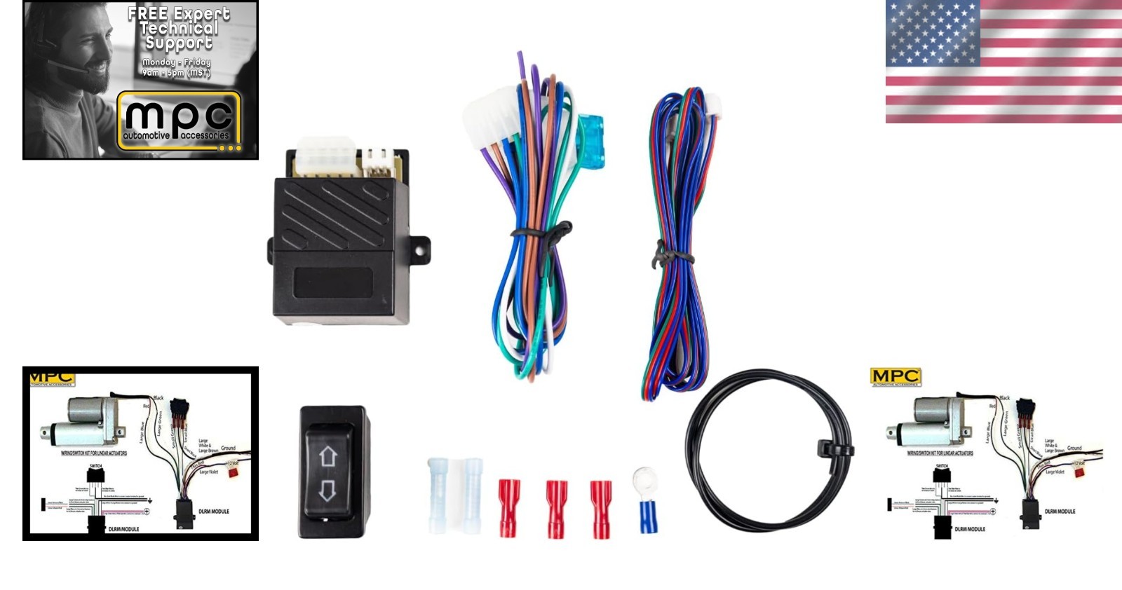 Lightweight Wiring Kit for 12V Linear Actuators with Rocker Switch Control