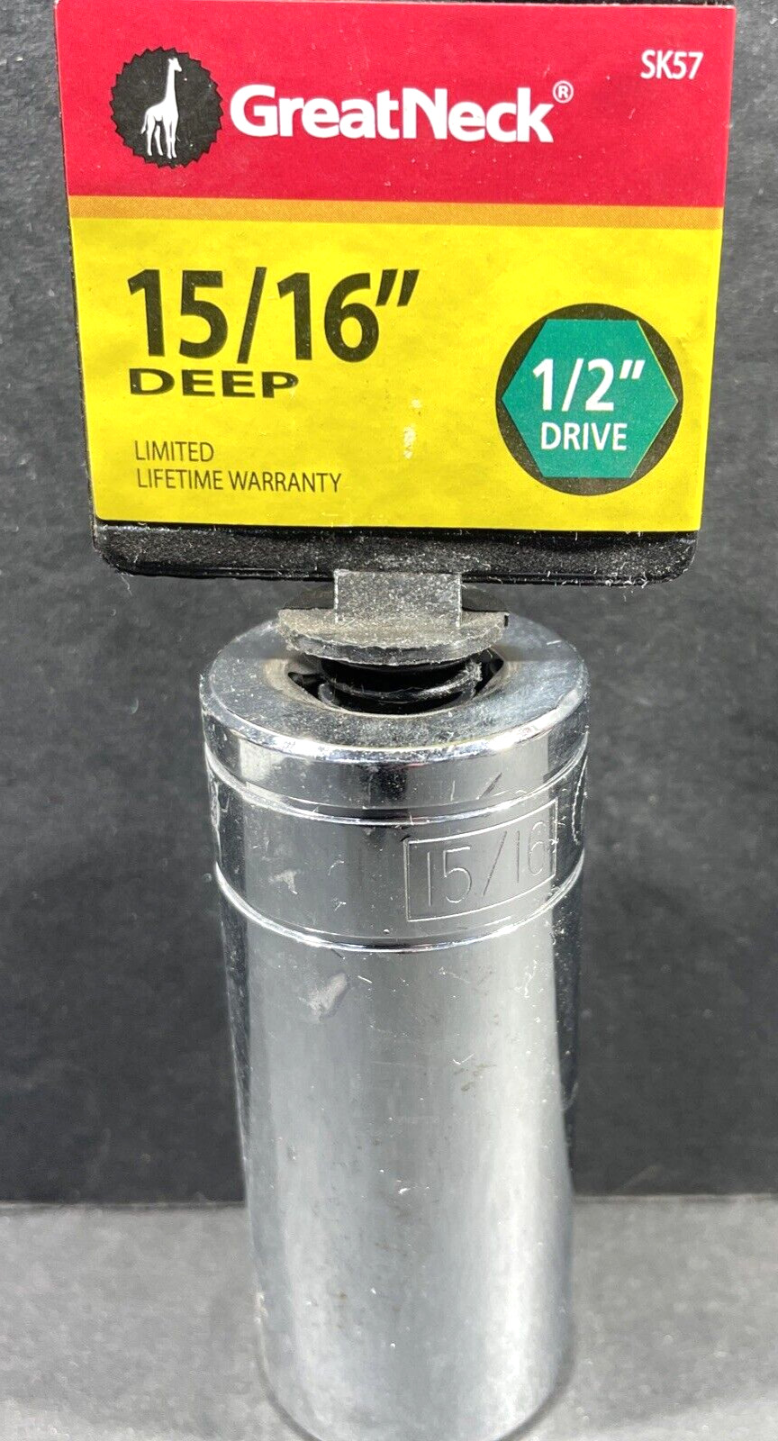 Great Neck 15/16" Deep Well Socket 1/2" Drive 6 Point, SK57, Free US Ship