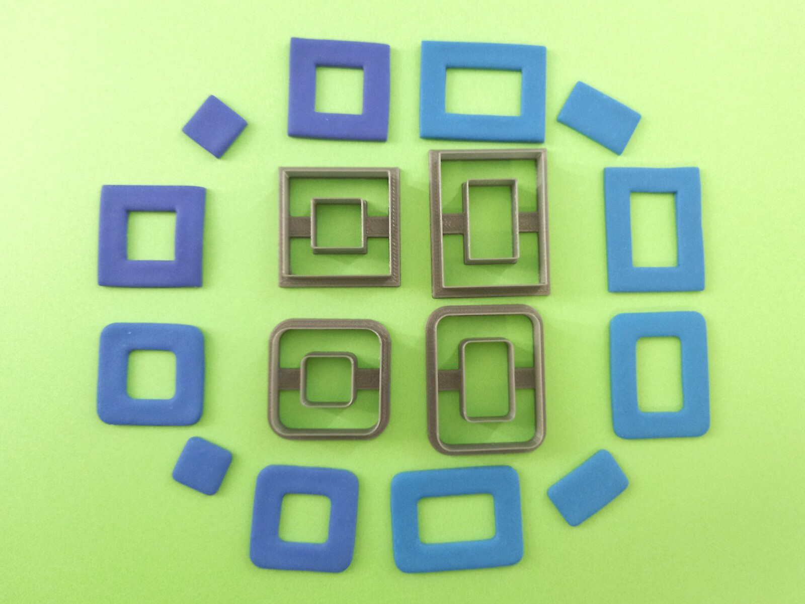 Square Rectangle Donut Polymer Clay Cutter Set | Unique Clay Cutters