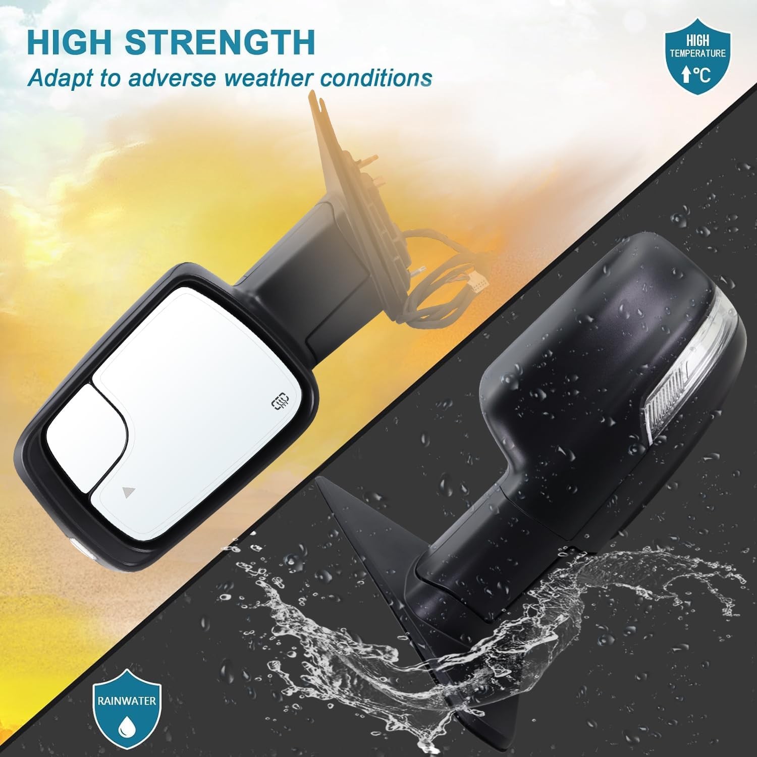For Dodge Ram 1500 2019-2026 Left Driver Side Mirror Heated Signal Blind Spot