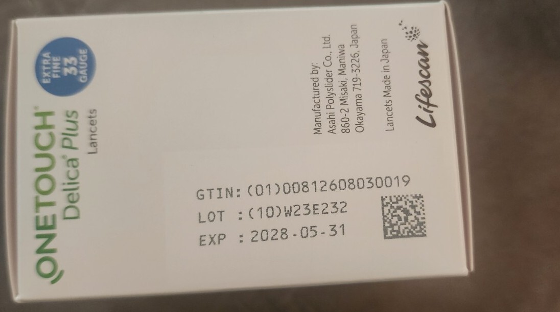 **ONE TOUCH Delica Plus Lancets 100 Extra Fine 33 Gauge Exp 2028+ Free Shipping