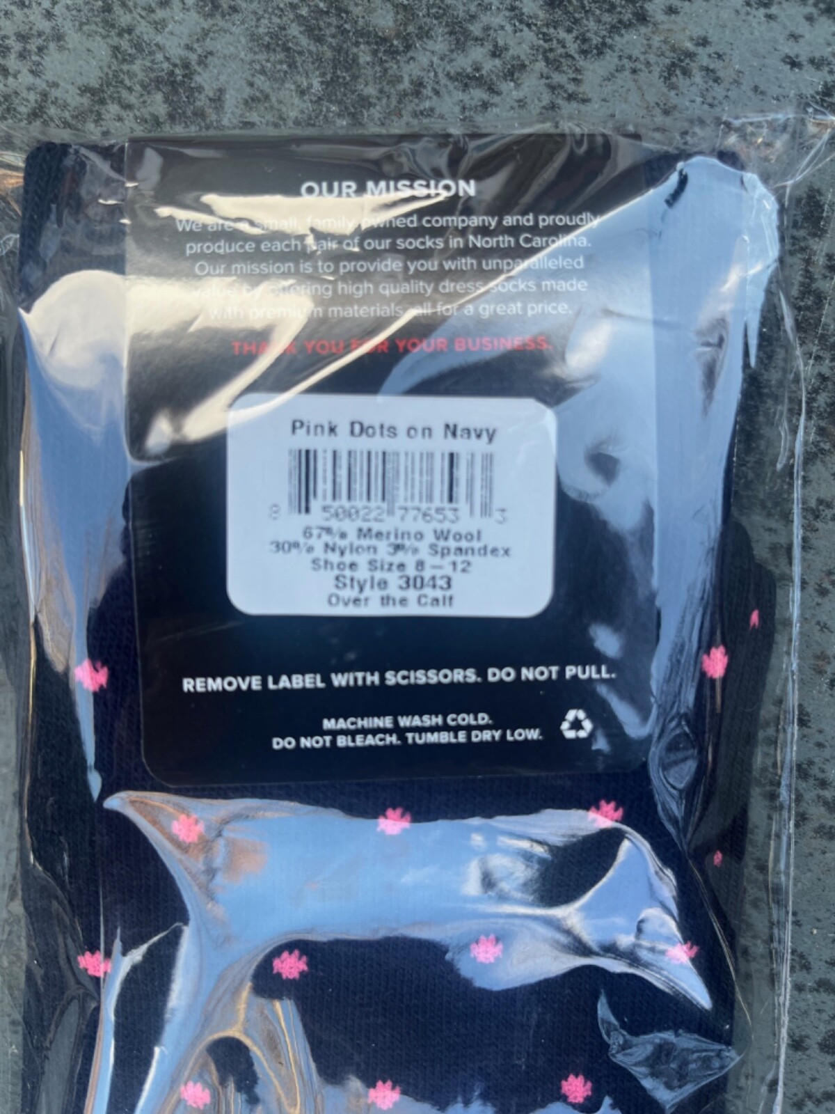 Boardroom Socks Men's Navy W/Pink Merino Wool Over The Calf Dress Socks Business