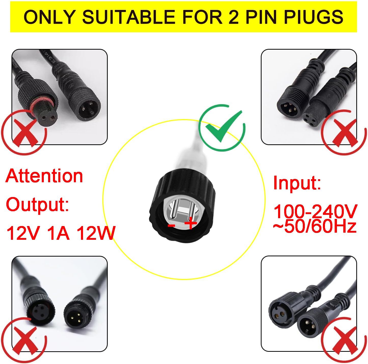 12V 1A Low Voltage Power Adapter for Outdoor String Lights Yard Inflatables