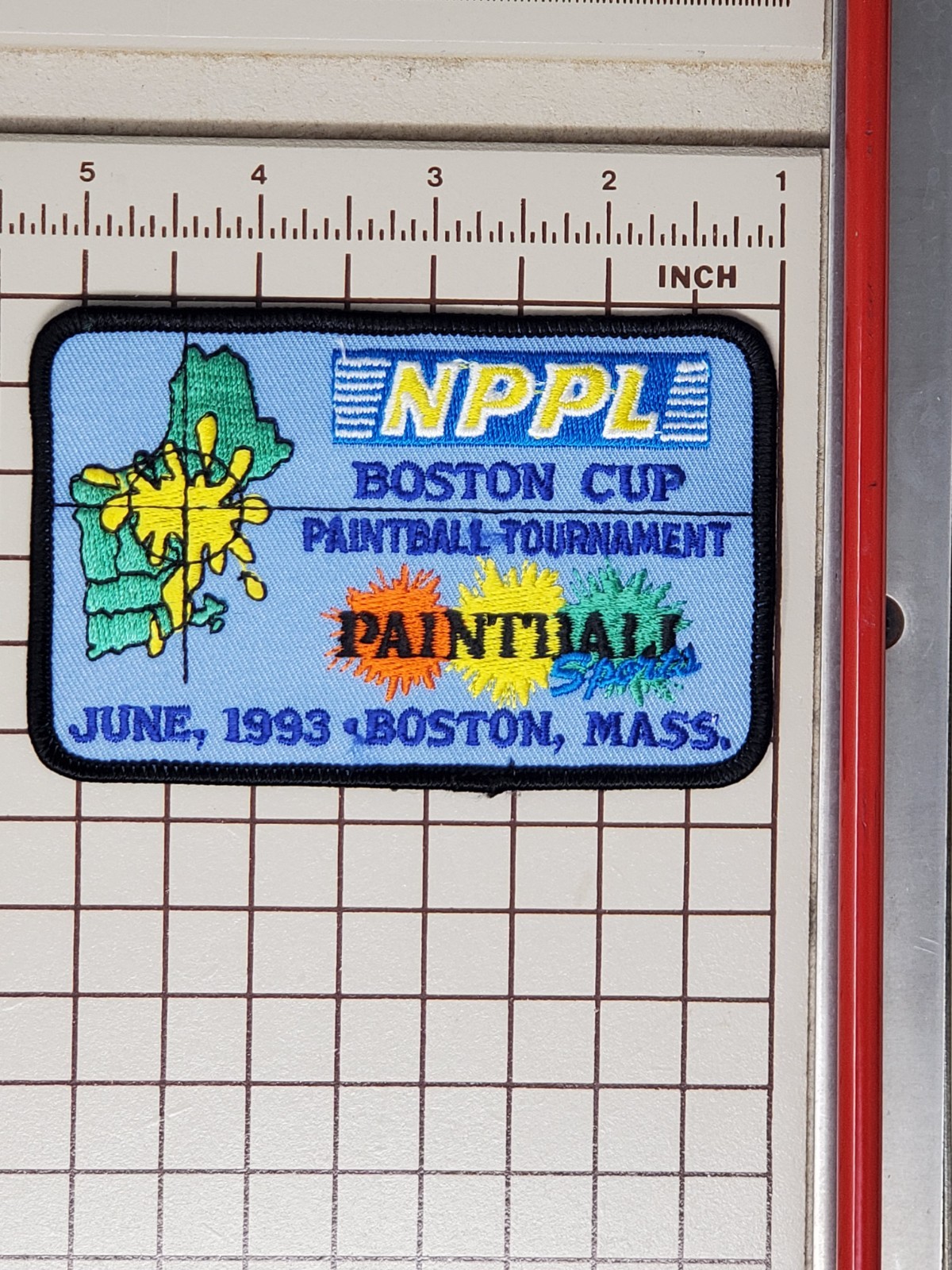 Early 90s Paintball Patch - LARGE NPPL Boston Cup Tournament 1993 Massachusetts
