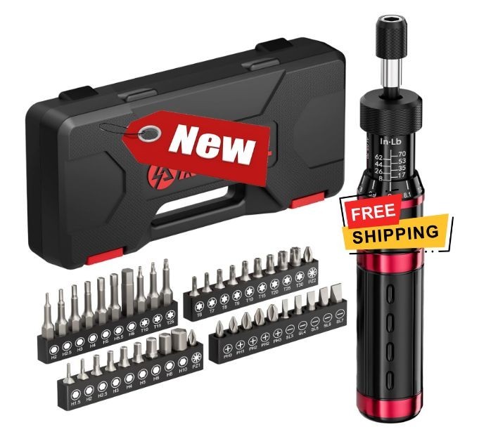Destornillador dinamométrico 1/4" 8-70 in-lb, juego 41 pzs para bici y montaje