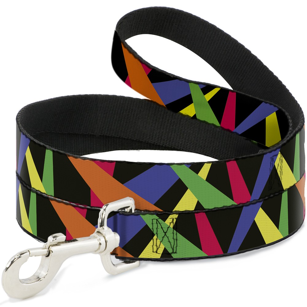 Dog Leash Spotlight Black/Multi Neon NARROW 0.5"
