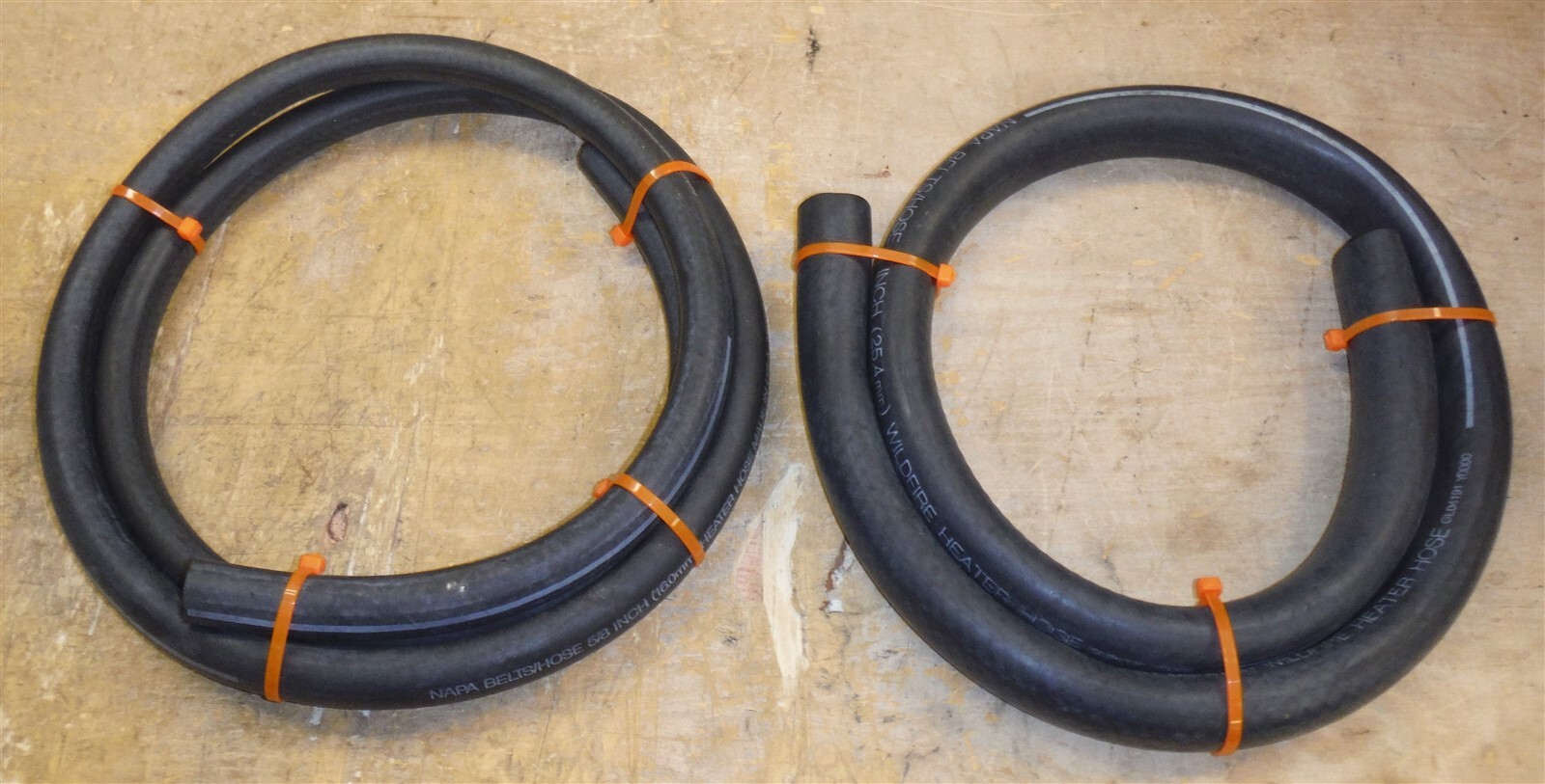 LOT of 2 NAPA Heater Hoses 1"-25.4mm X 53" & 5/8"-16mm X 78" rk3