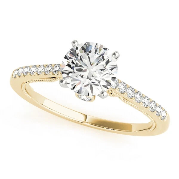 Lab-Created 1.60 Ct Round Cut VVS1 Diamond Engagement Ring 14K Yellow Gold FN