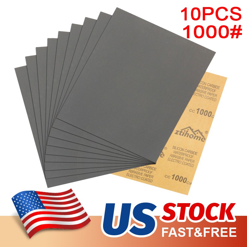 10Pack Sandpaper Sheet Assortment 1000 Grit for Wet & Dry Sanding Car Wood Metal