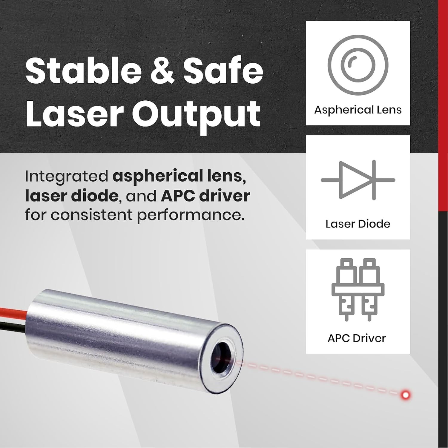 Compact Red Dot Laser Module Class 3R - Energy Efficient, Indoor Optimization