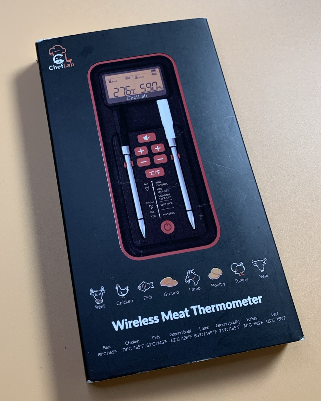 AI Meat Thermometer Wireless, 500ft Long Range Smart Digital Bluetooth