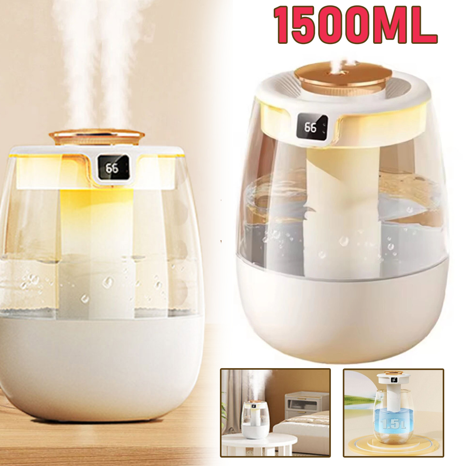 Large Ultrasonic Humidifiers Cool Mist Air Humidifier For Bedroom Room Office