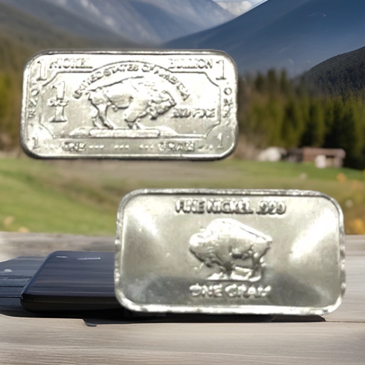 1 Bar - 1 g gram Nickel Buffalo Bar Bullion .999 Fine Precious Metal