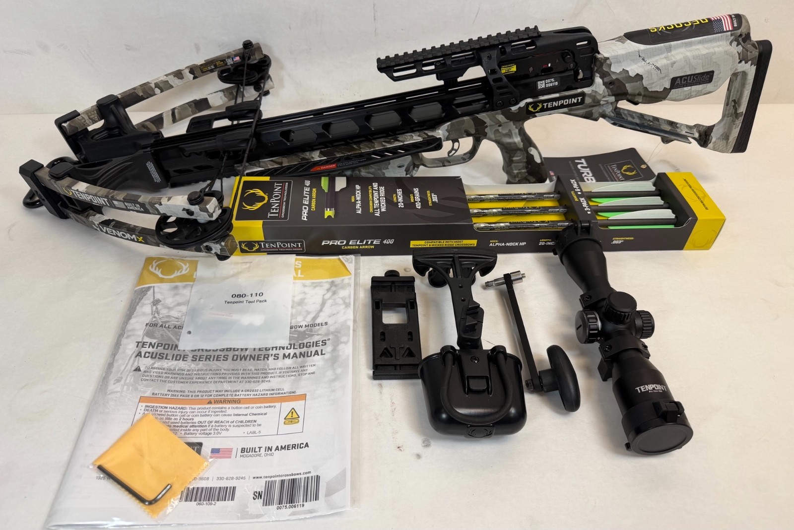 TenPoint Venom X, ACUslide, Pro-View 400 Scope (Vektra) -FREE S/H