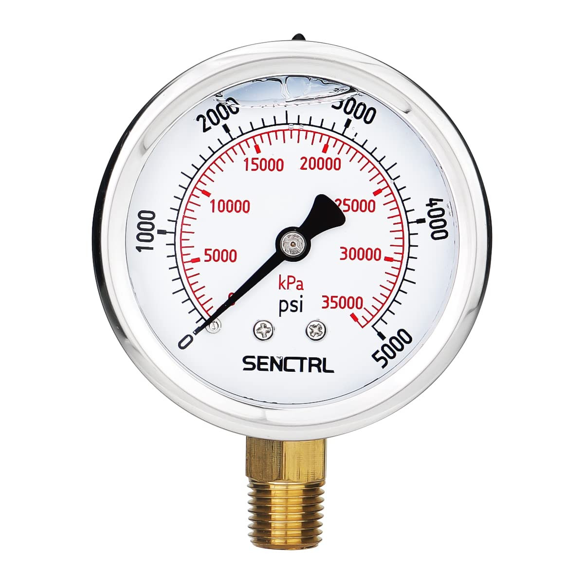 5000 Psi Glycerin Liquid Filled Hydraulic High Pressure Gauge, 2.5" 0-5000Psi