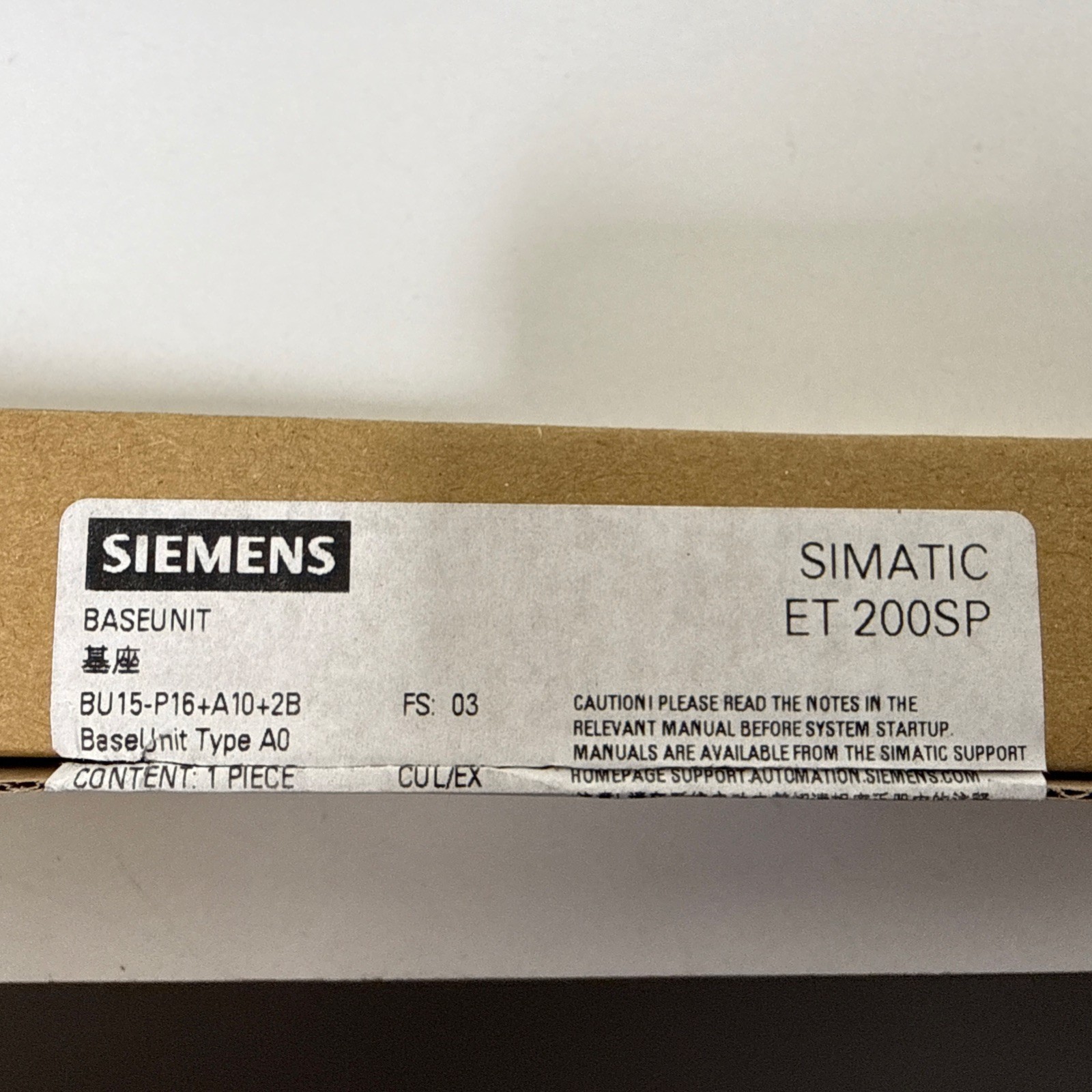 SIEMENS 6ES7193-6BP20-0BA0 SIMATIC BASEUNIT BU15-P16+A10+2B