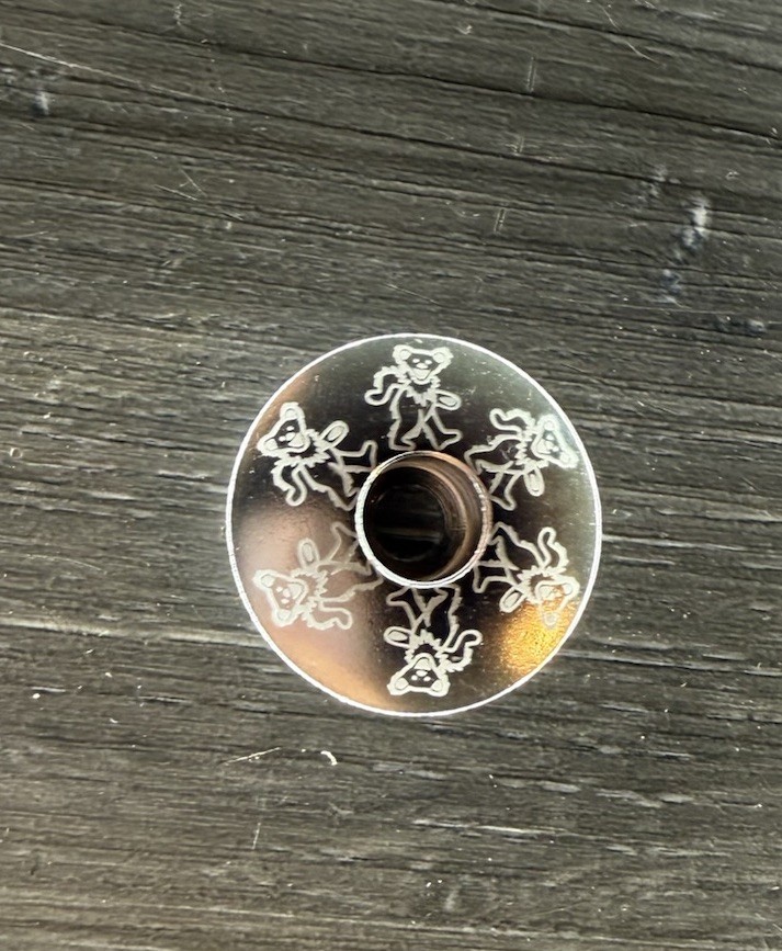 Dancing Bear Headset Stem Top Cap 1 1/8 Grateful Dead Silver