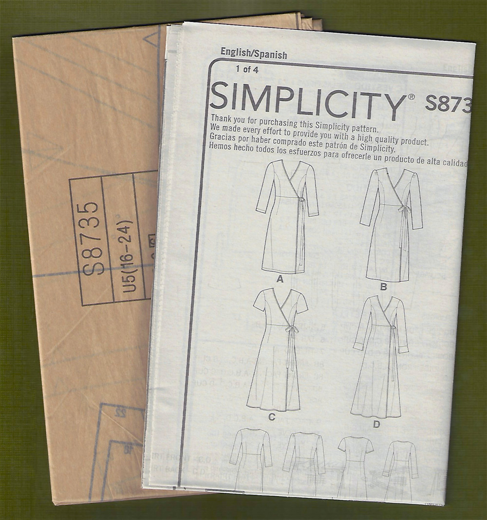 Easy Petite Wrap Dress Sewing Pattern~4 Variations (Sizes 16-24) Simplicity 8735