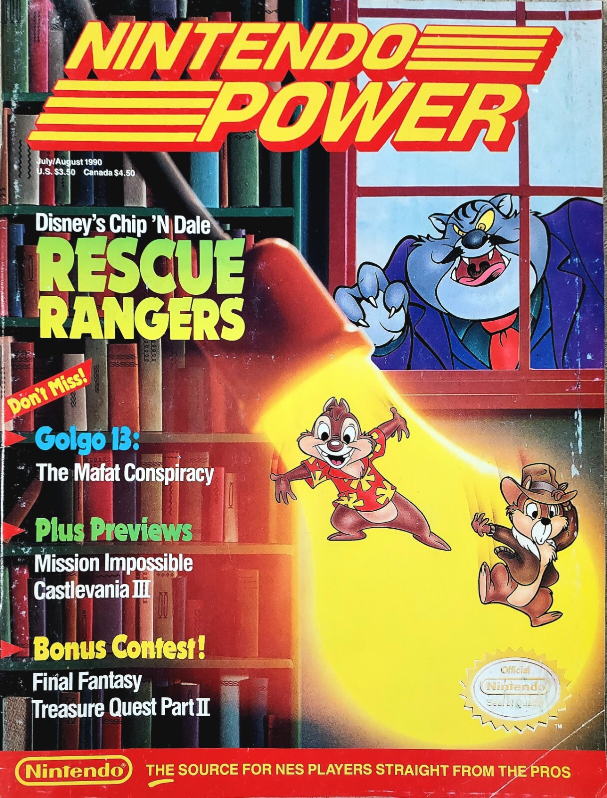 VINTAGE JULY AUGUST 1990 NINTENDO POWER MAG VOL 13 CHIP 'N DALE RESCUE RANGERS!