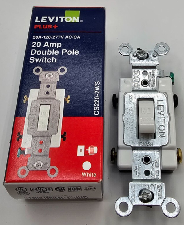 (QTY 4) Leviton S08-CS220-2WS 20 Amp White Commercial AC Quiet Switch Toggle