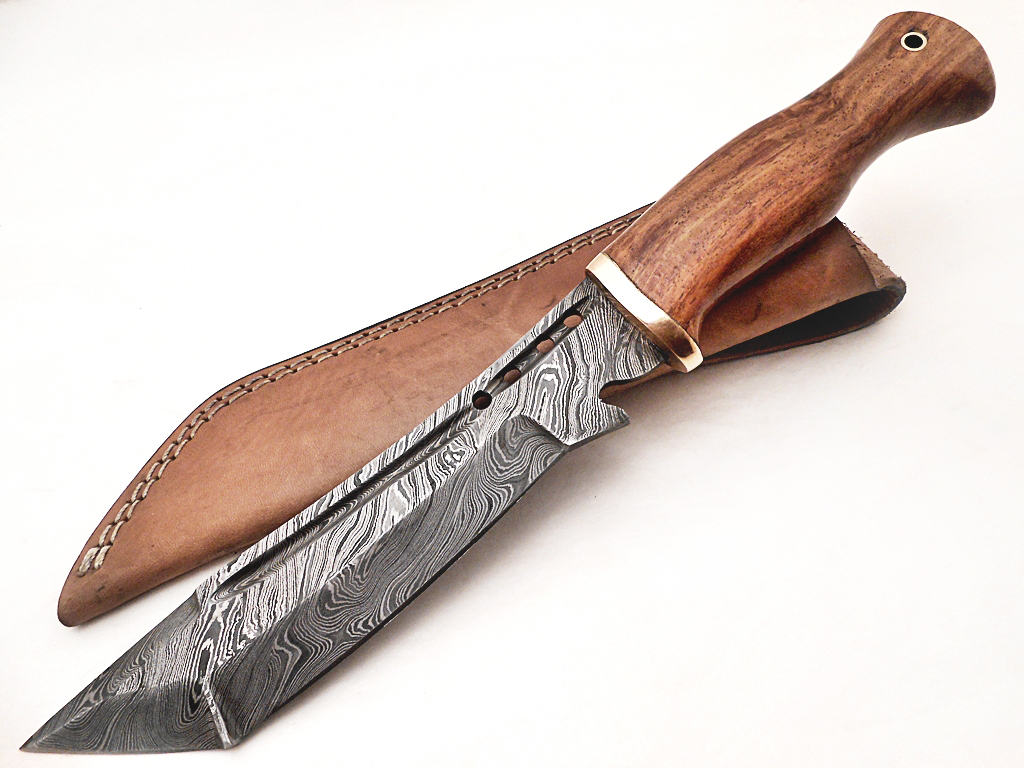 Super Cutlery Custom handmade Damascus Knife Copper Bolster Rose Wood  1149