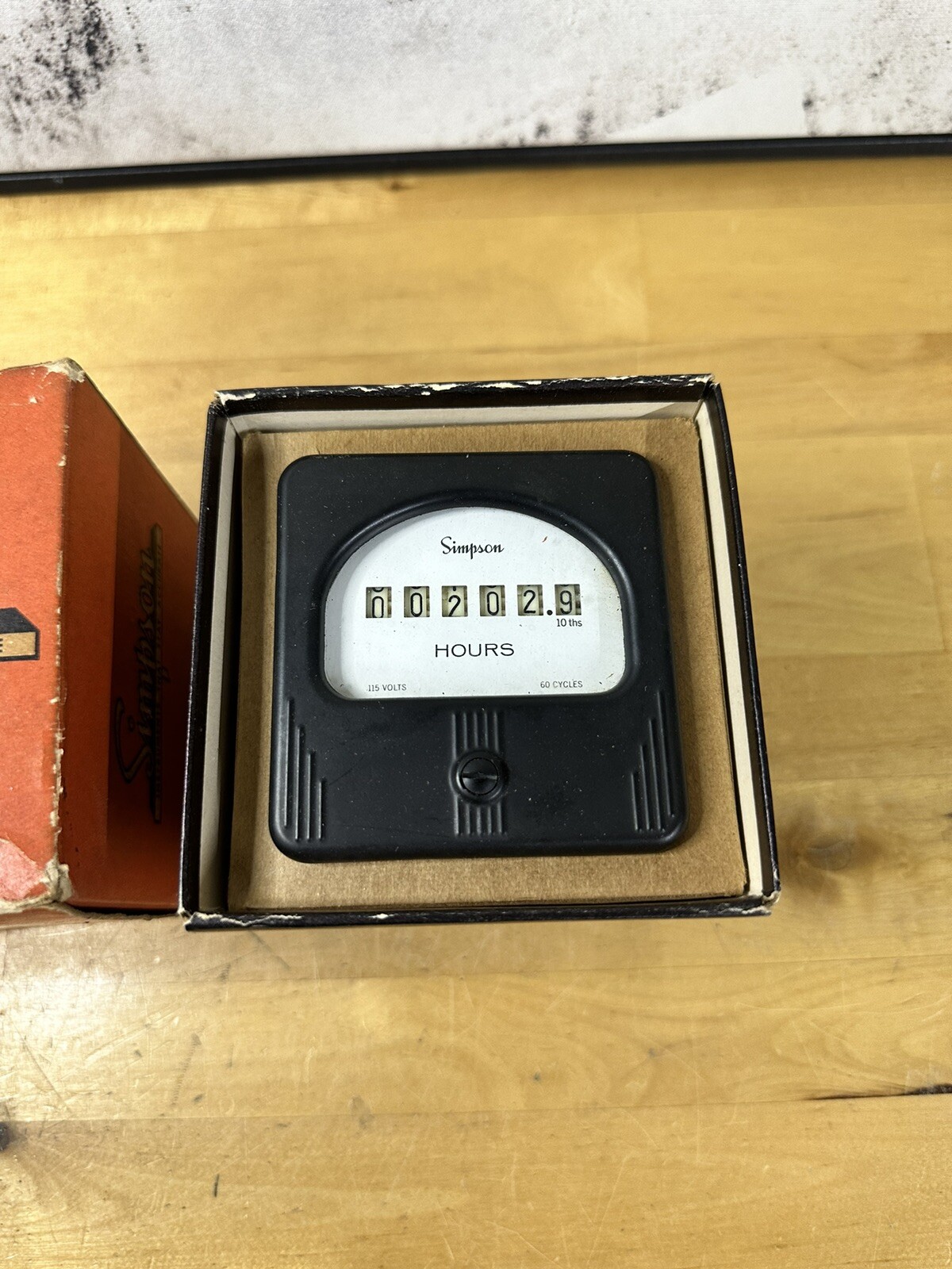 Vintage Simpson Hour Panel Meter 115V 60Hz B98356 3” Face Model 57ET