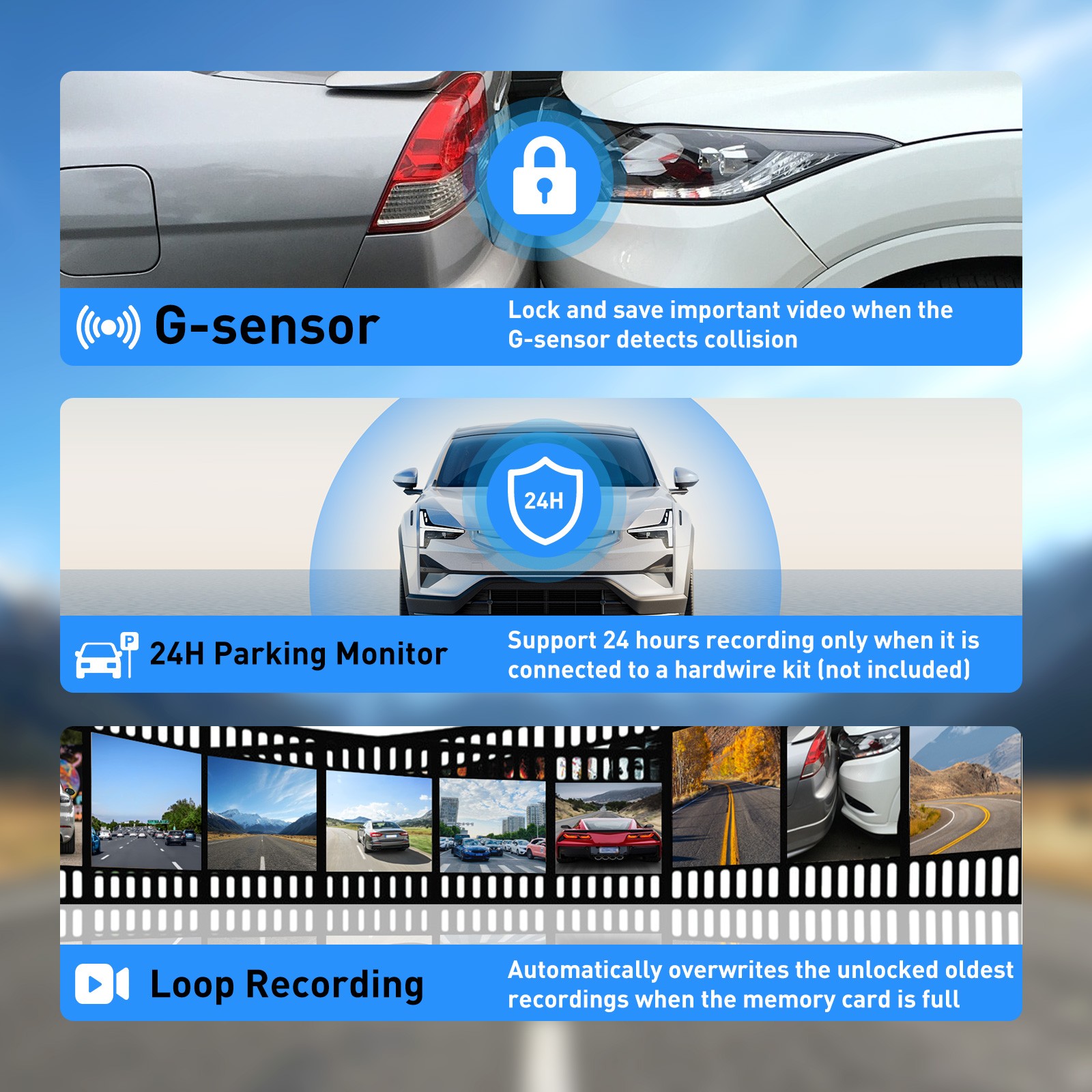 11.30" 4K Touch Screen Dash Cam Wireless Apple Carplay & Android Auto Car Stereo