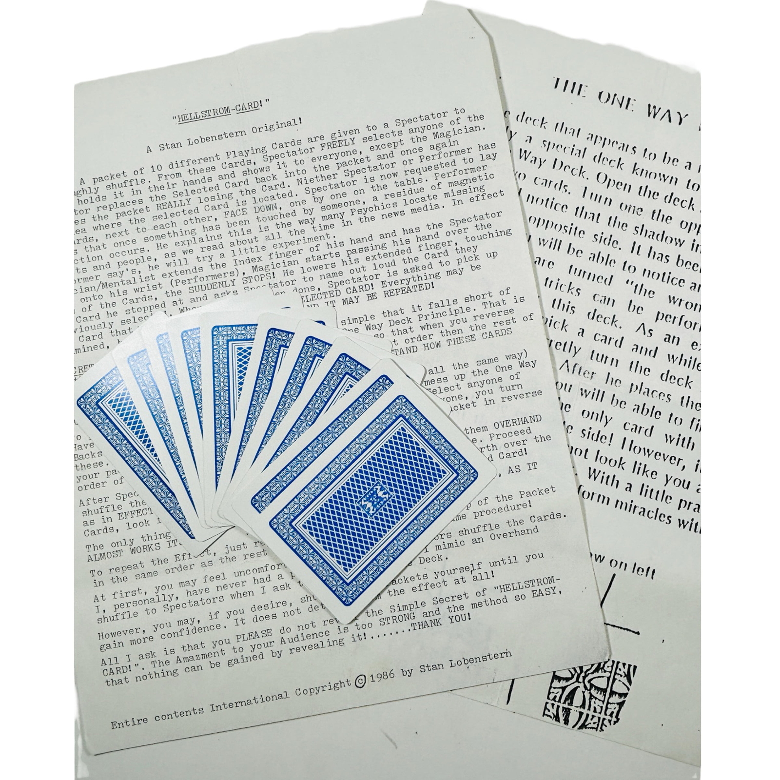 1986 Improved Helstrom Card by Stan Lobenstern Mentalism Mind Reading Effect