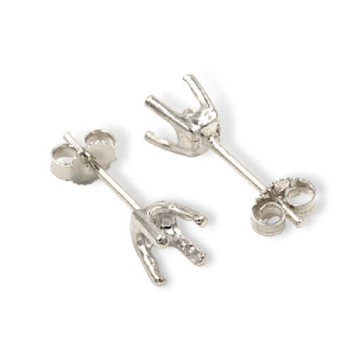 Round Four Prong Pre-notched Earring Mountings