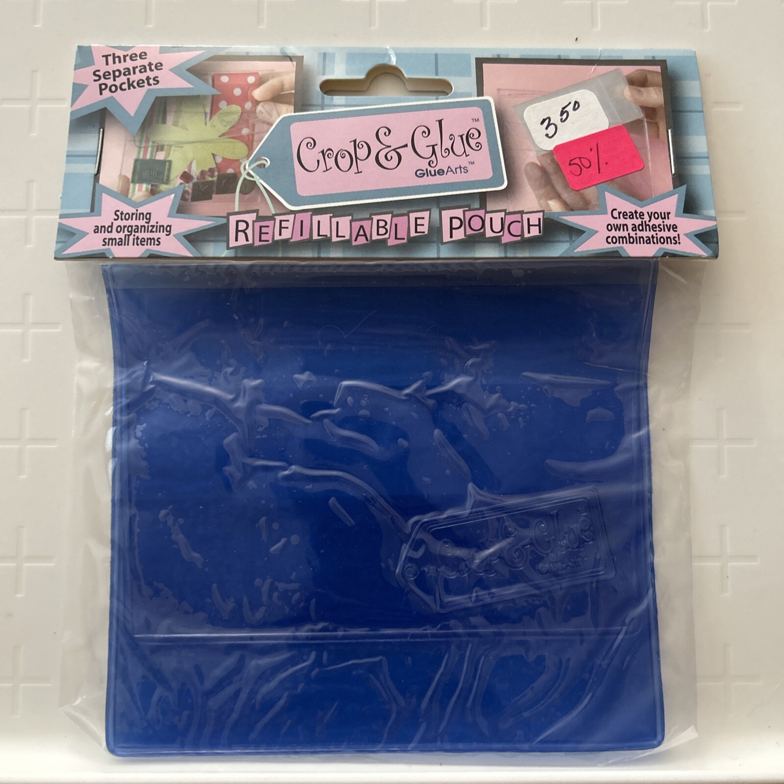 GlueArts: Crop & Glue Refillable Pouch ~ 3 Separate Pockets for storing items.