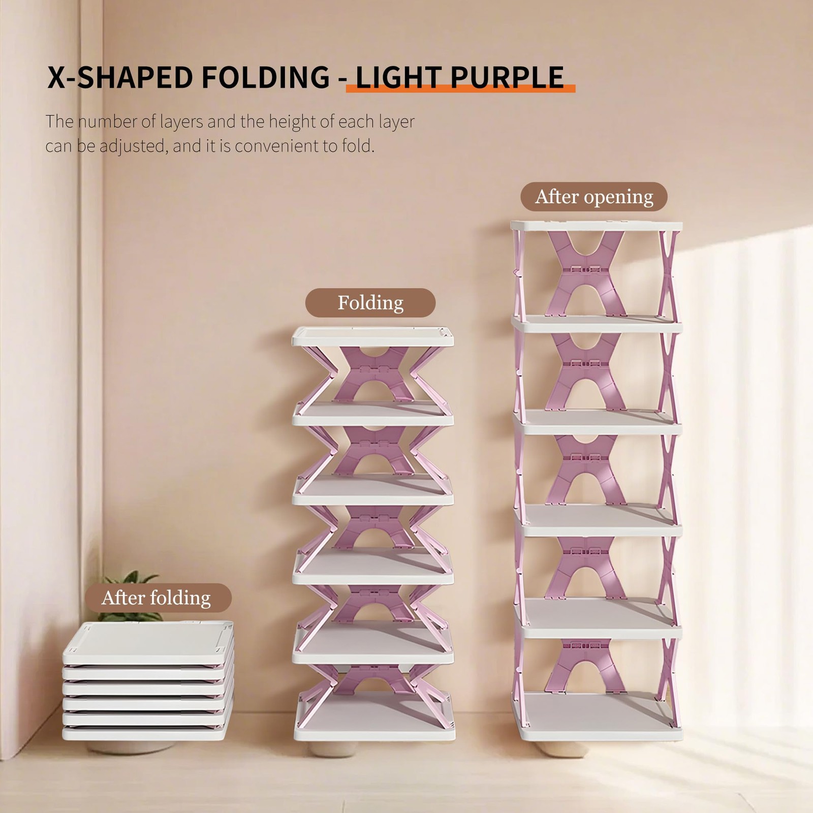 1 PCS Shoe Rack Collapsible Kids 6Tier Small Foldable Organizer Entryway