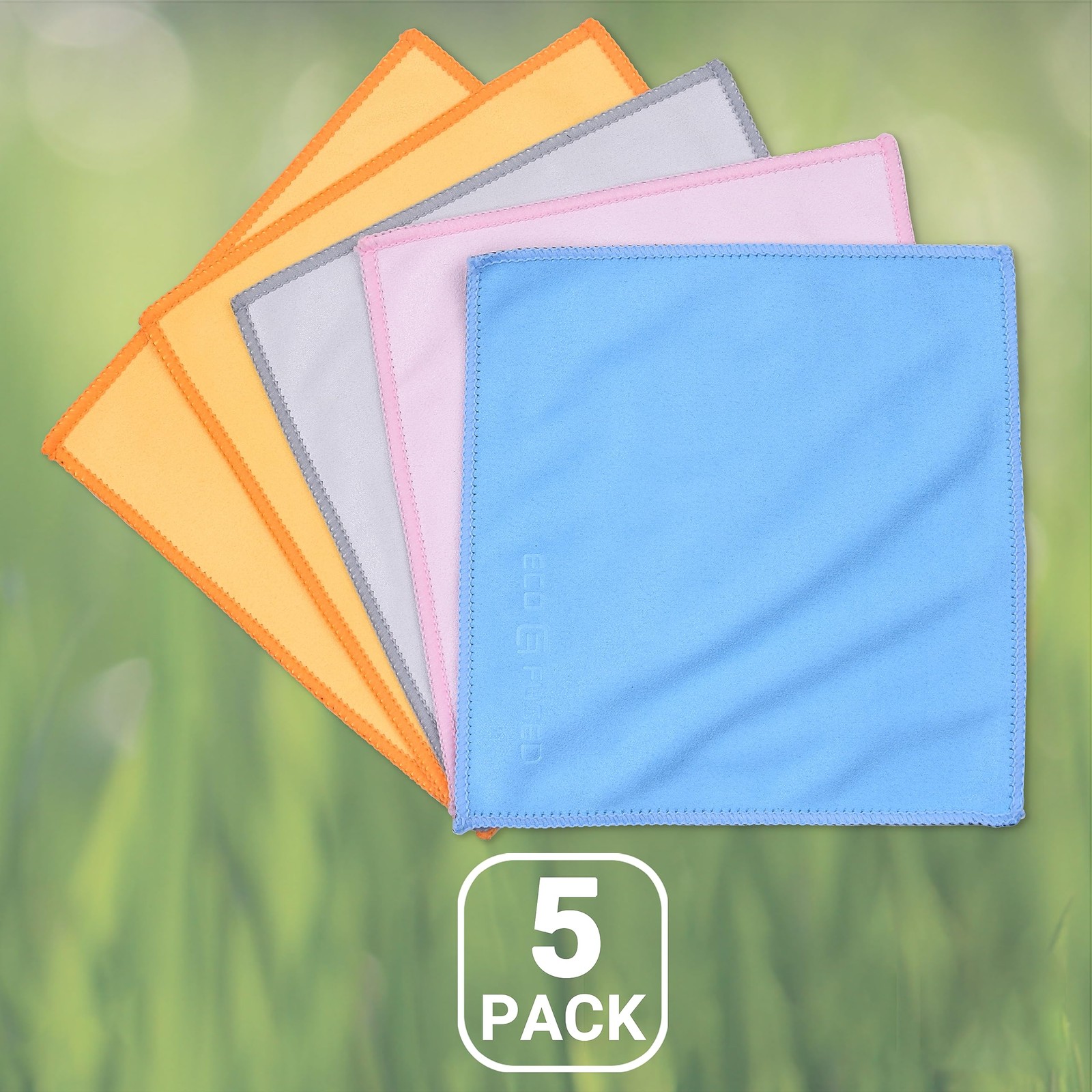 Microfiber Cleaning Cloths Double-Sided - 5 Pack - 6.6 x 6.2 inch - Microfibe...