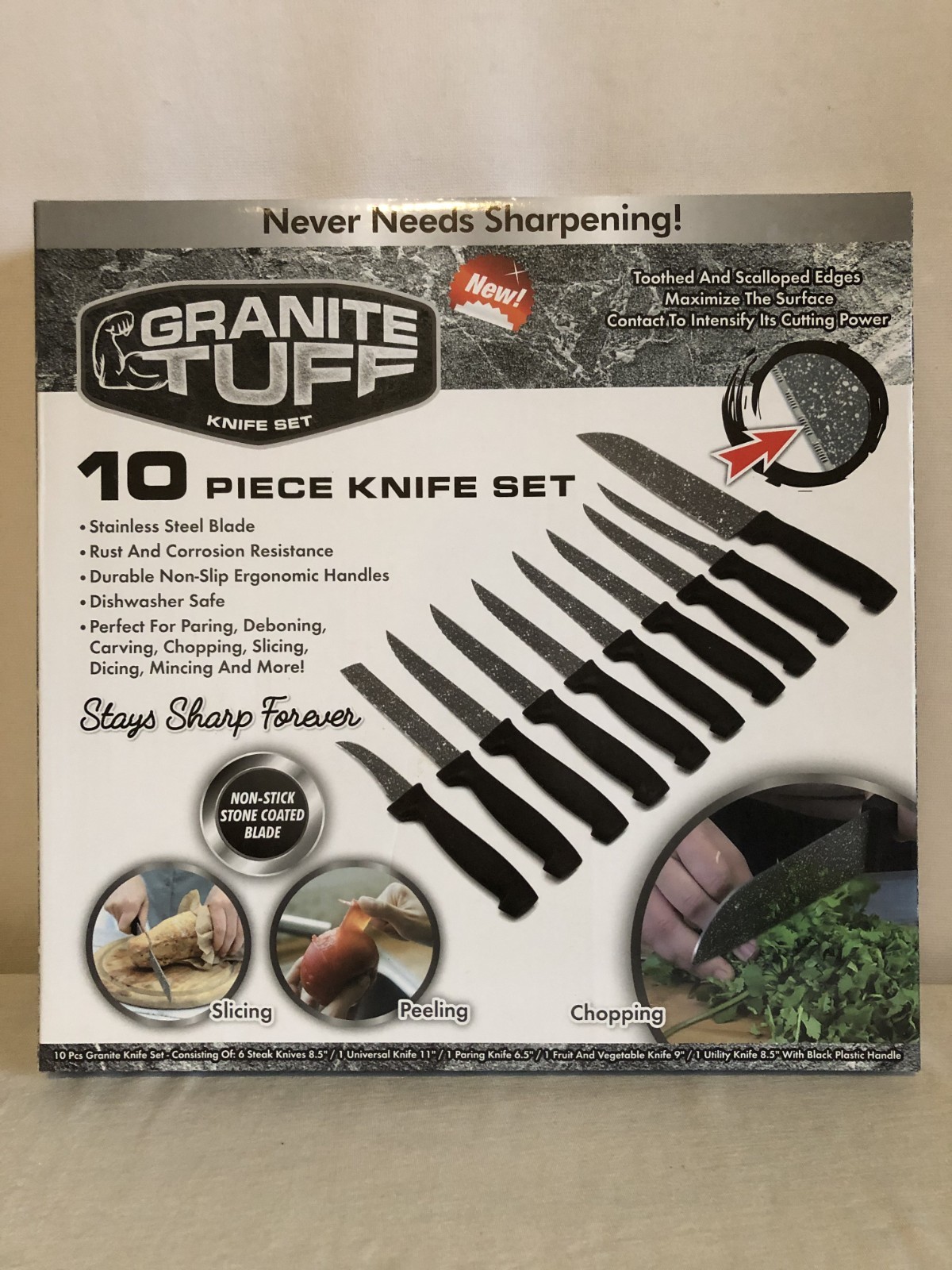 Granite Tuff Knife  Stainless Steel Granite Coated 10-piece Knife Set
